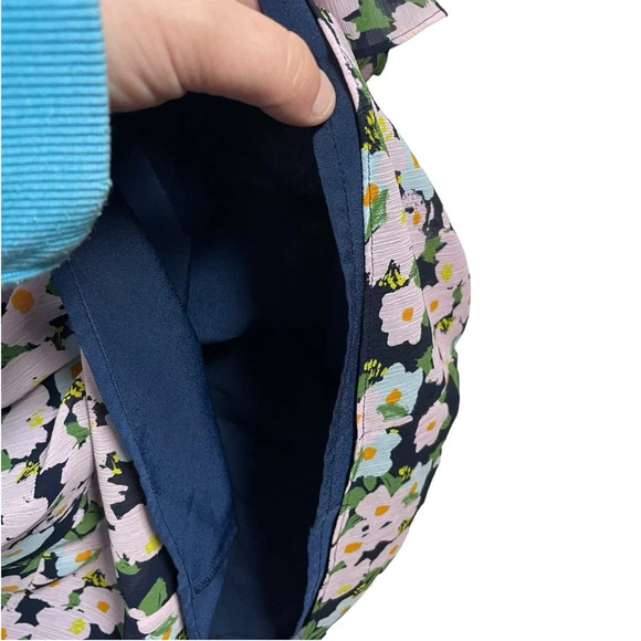 J. Crew Mercantile Drapey Floral Tie-Front Dress in Blue/Purple Size XS - Picture 7 of 15